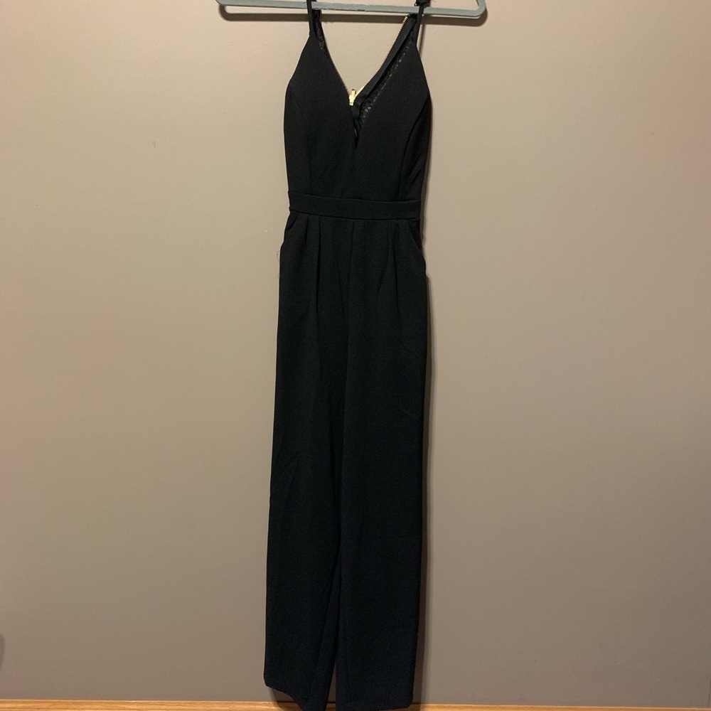 Laced Black Jumpsuit with Pockets